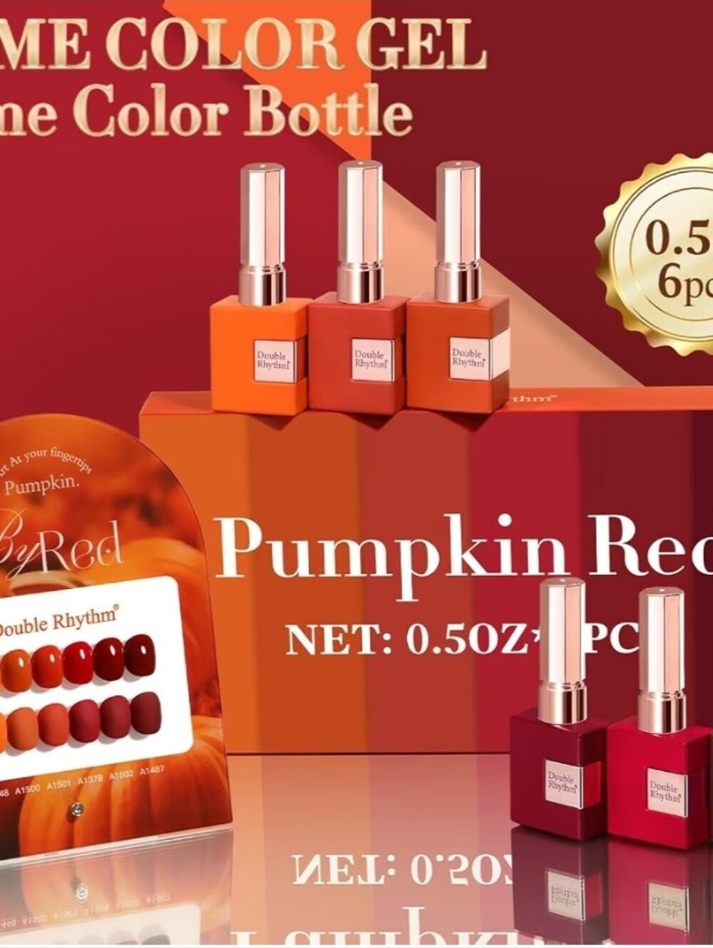 Pumpkin Red Gel Polish Set - 6 PCS T6-6 - Picture 2 of 6